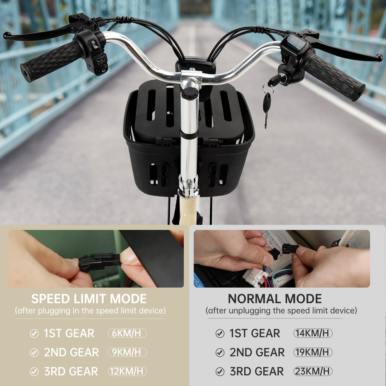 Triker Electric Bike, 400W Folding Trike Ebike, 3 Wheel Electric Bicycle, Up to 34 Miles, 16 Tire Tricycle for Adults, White