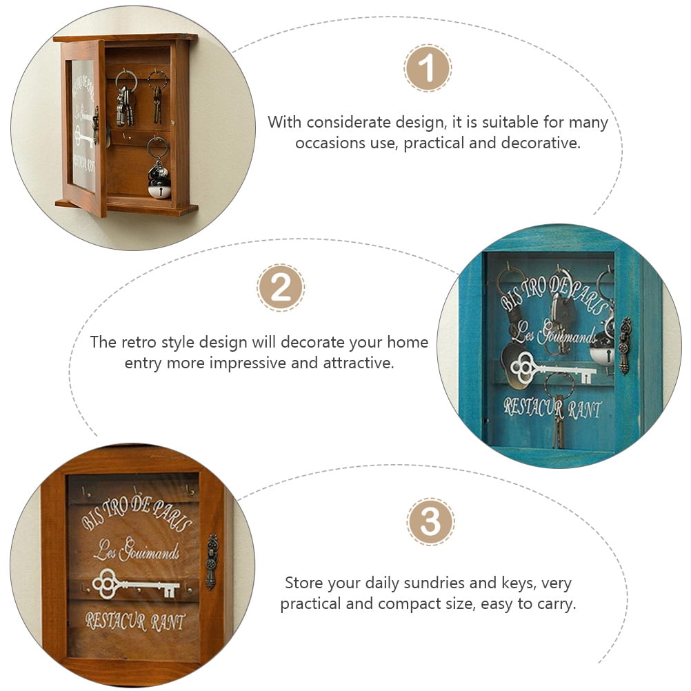 Greenadscape 1Pack Rectangular Wooden Key Box Wall Mount for Home Indoor Use 9.82x8.25x2.28in