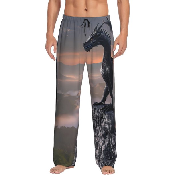 Balery Black Dragon Cliff Dawn Pantalones de pijama para hombre, pijama ultraligero, pantalón de descanso-Medium