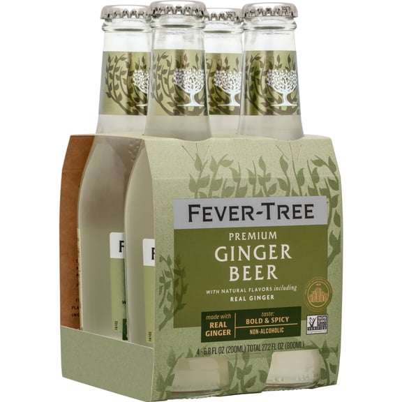 Fever-Tree Premium Ginger Beer , 4 pack, 200 ML Glass Bottles, 0% ABV