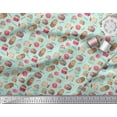 thumbnail image 2 of Soimoi Green Cotton Duck Fabric Text & Cupcakes Food Print Sewing Fabric Yard 42 Inch Wide, 2 of 3