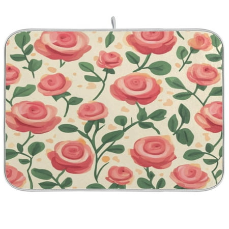 

Kitchen Drying Mat 18x24In Drying Dish Mat Dish Drying Mats Kitchen Countertop Multi-Function Drain Drying Mat Kitchen Table Pink Flowers3