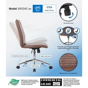Boss Office Products Vinyl Armless Hospitality Task Chair with Casters, Brown