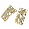 thumbnail image 2 of 14k yellow gold Hawaiian diamond cut plumeria flower scroll stud earrings, 2 of 4
