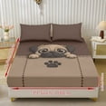 thumbnail image 2 of Xoenoiee Pug Dog Paw Print Fitted Sheet Set 3-Piece Deep Pocket, Soft Breathable Microfiber with 2 Pillowcases, Wrinkle-Free Easy Care, No Flat Sheet, Full Size, 2 of 7
