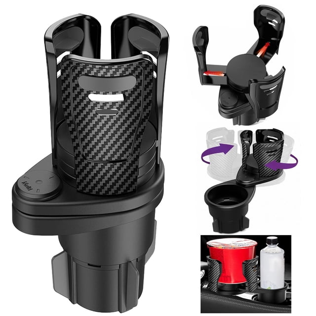 Expansor de portavasos para coche, adaptador extensor de portavasos doble 2 en 1 para coche, soporte multifuncional para bebidas automáticas