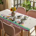thumbnail image 3 of Gnomes Easter Table Cloths for 5 Foot Rectangle Tables, Eggs Tulips Spring Floral Rustic Patio Waterproof Elastic Fitted Tablecloths, Washable Rectangular Table Cover for Camping, 3 of 8