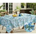 thumbnail image 2 of Fabric Tablecloth, Corfu Mediterranean Blue Paisley, 60 x 102 Inch, Indoor Outdoor Stain and Water Resistant Heavy Weight Table Cover, Shabby Chic Blue Floral, 2 of 6