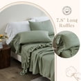 thumbnail image 4 of Simple&Opulence 100% Organic Cotton Bed Sheet Set Elegant Shabby Chic Bedding (1 Flat Sheet, 1 Fitted Sheet and 2 Ruffled Pillowcases) with Charming Feminine Long Ruffle Trim - Sage Green, King, 4 of 7