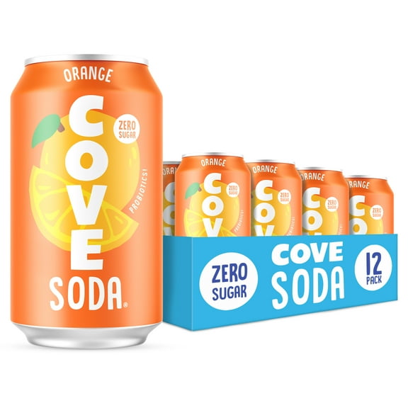 Cove Probiotic Soda Orange Flavor, 12-Pack - 0g Sugar – 1 Billion Probiotics – Naturally Sweetened, Certified Organic & Caffeine-Free