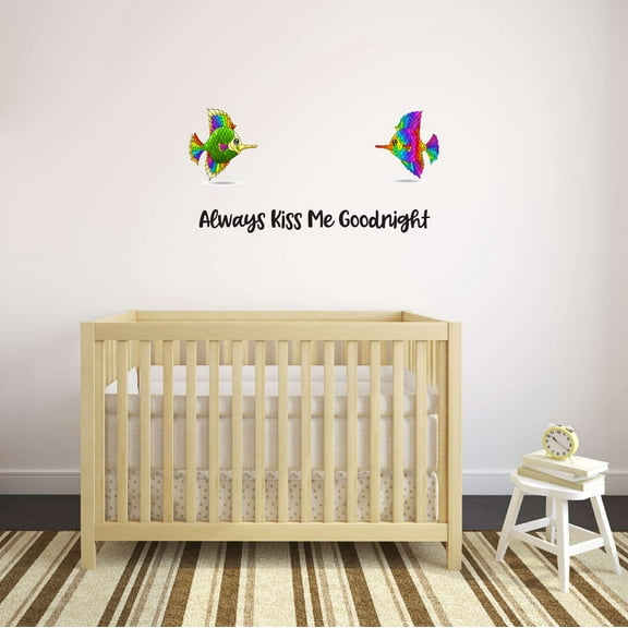 Always Kiss Me Goodnight Stained Glass Decals Stickers Beautiful Crown Prince Unicorns Royalty Sweet Dreams For Mirror Decorating Holiday Gift Ideas Bedroom Wall Decal Sticker - Size: 40 In X 20 In