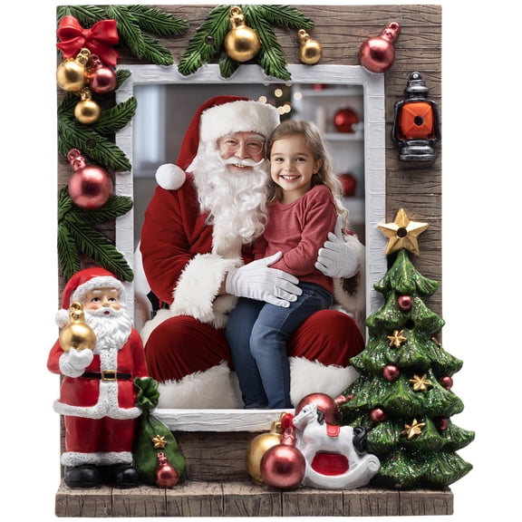 Fine Photo Gifts Santa and Rocking Horse Light Up 5" x 7" Resin Picture Frame