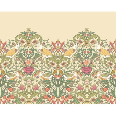 Brewster Origin Murals Birds, Fruit and Foliage Yellow Wall Mural