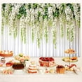 thumbnail image 5 of 10x8ft Floral Flowers Backdrop White Spring Photography Background for Women Wedding Birthday Party Wall Decor - HD Photo Studio Backdrops with Botanical Pattern Cake Table Decoration, 5 of 5