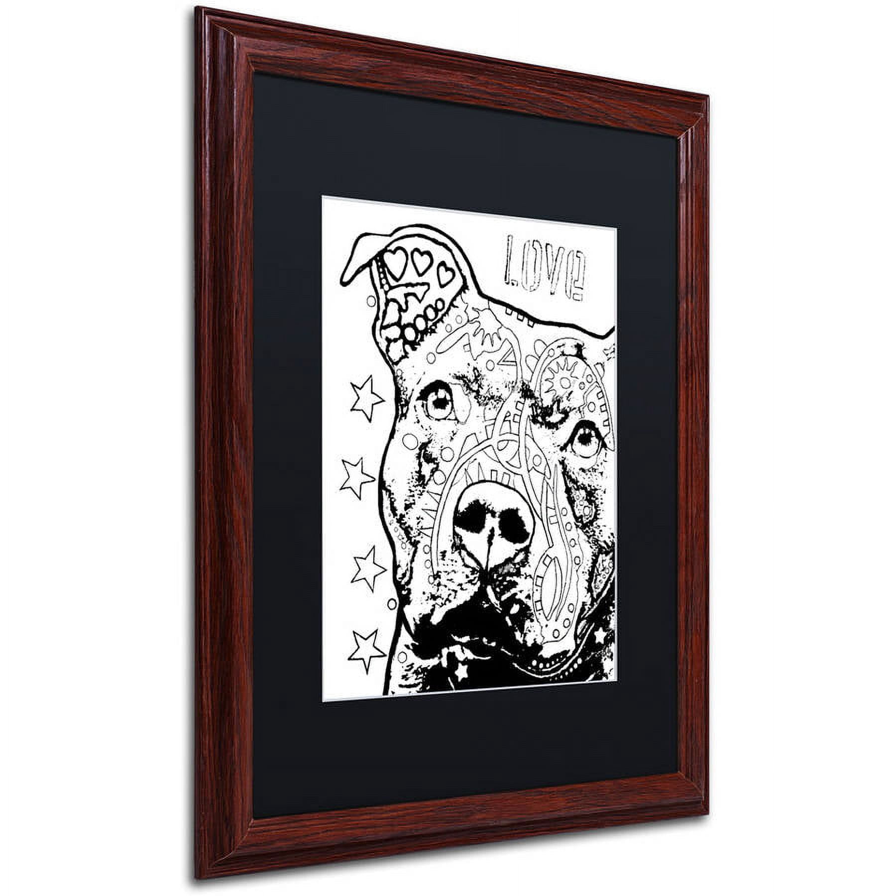 Trademark Fine Art "Thoughtful Pitbull CB 1" Canvas Art by Dean Russo, Black Matte, Wood Frame