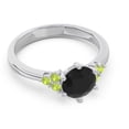 thumbnail image 3 of 2.15 Carat Shiny Round Cut Black Onyx & Peridot Gemstone Engagement Ring for Women 18K White Gold Size 4.5 by Diamond-Capitals, 3 of 7