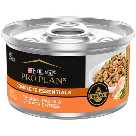 (24 Pack) Purina Pro Plan High Protein Cat Food Gravy  Chicken  Pasta and Spinach Entree  3 oz. Pull-Top Cans