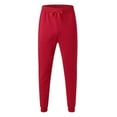 thumbnail image 3 of Clearance! Hontri Male Casual Fitness Running Trousers Drawstring Loose Waist Solid Color Pants Pocket Loose Fleece Sweatpants Men's Casual Pants Red 3Xl, 3 of 5