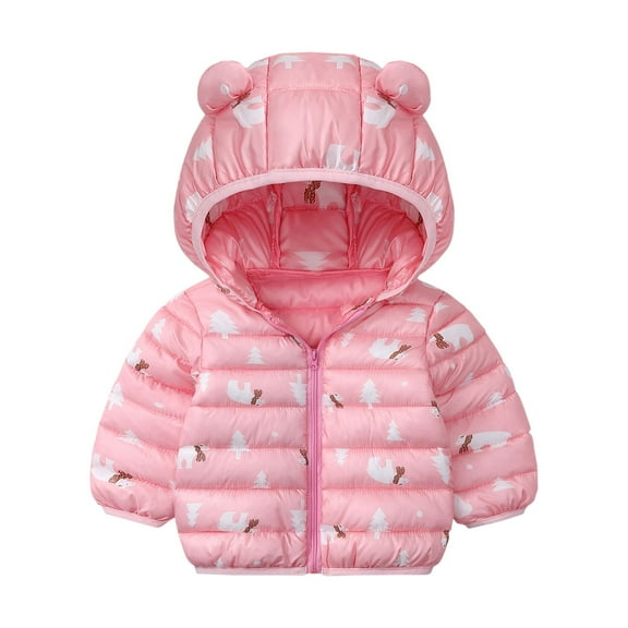 Mercatoo Winter Coats Puffer Padded Jacket for Boys Girls Cute Cartoo𝐧 Lightweight Quilted Outwear Zipper Kids 𝐁ear Ears Fall Clothes