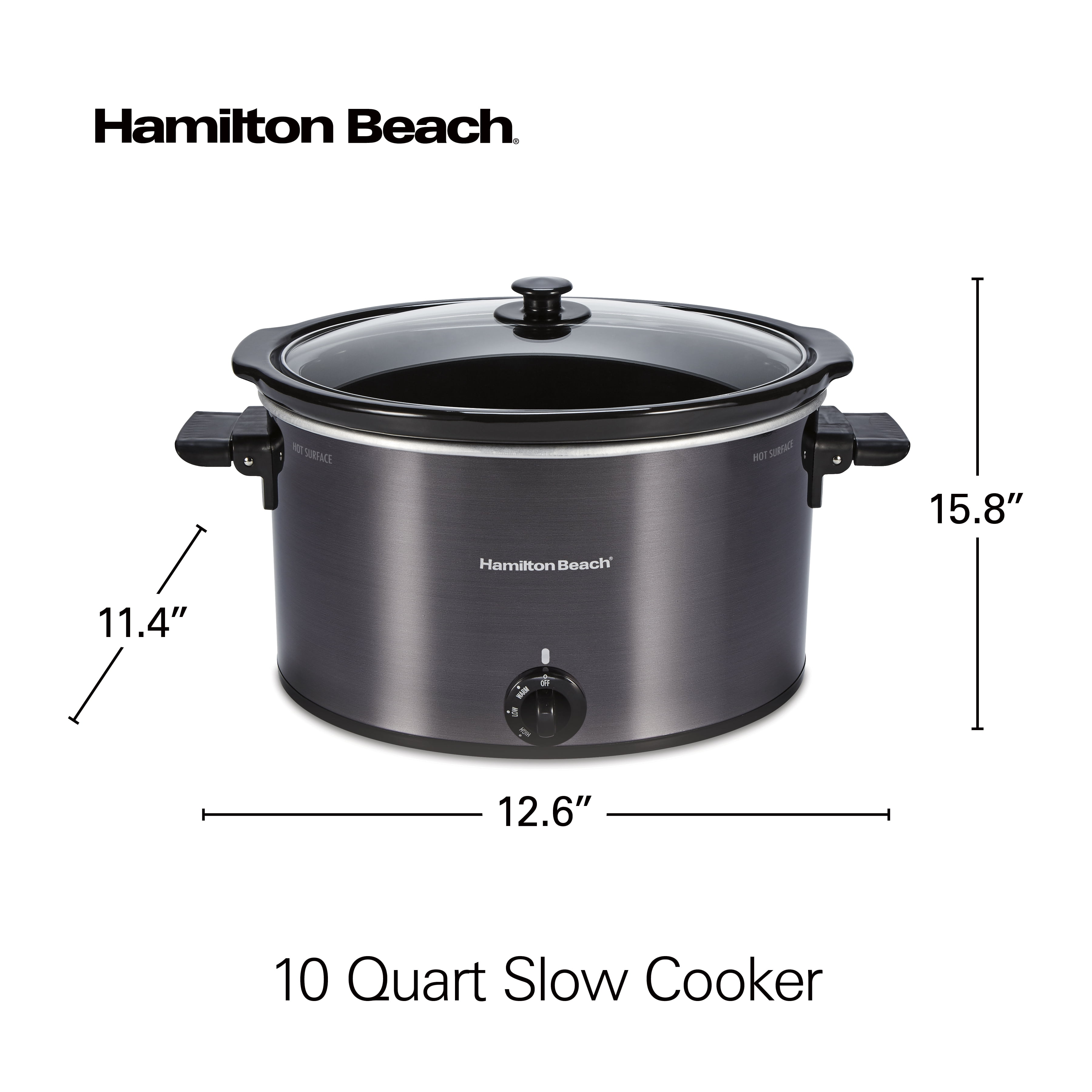 Hamilton Beach Slow Cooker, 10 Quart Capacity, Extra Large, Removable  Crock, Black, 33191