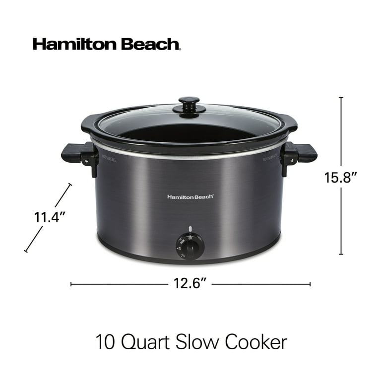 Hamilton Beach Slow Cooker, 10 Quart Capacity, Extra-Large, Removable Crock,  Silver, 33190 