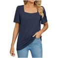 thumbnail image 3 of Besolor Women's Summer Tops Casual Square Neck Puff Short Sleeve T-Shirts Solid Color Going out Blouse Tees, 3 of 5