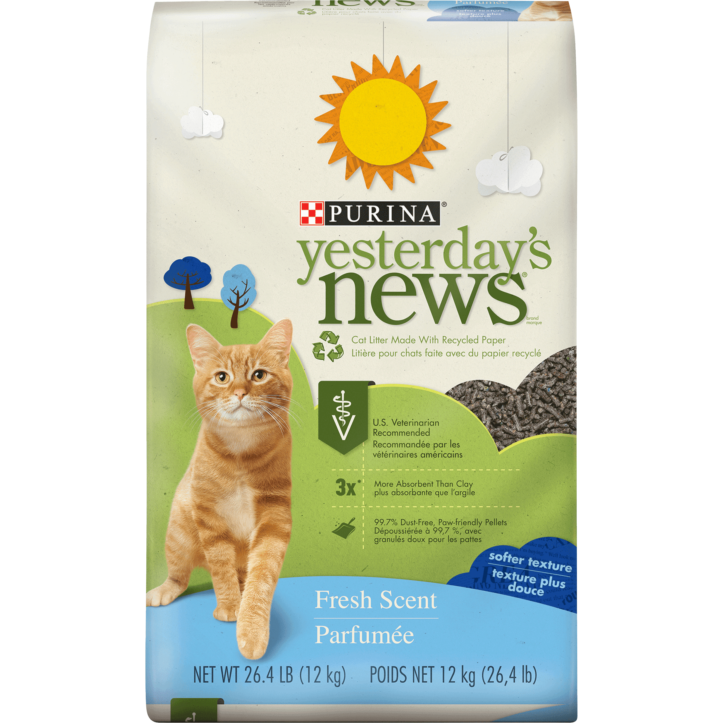Purina Yesterday's News Non Clumping Paper Cat Litter, Fresh Scent Low