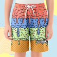 thumbnail image 2 of LIIPEE Girls Boys Baseball Shorts Waffle Ice Cream Printed Elastic Waist Drawstring Shorts With Pockets Toddler Leisure Party Shorts,Orange,3-4 Years, 2 of 4