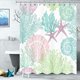 thumbnail image 2 of Cortinas de ducha náuticas costeras con estrellas de mar, conchas marinas, corales, decoración de baño de playa con 12 ganchos., 2 of 6