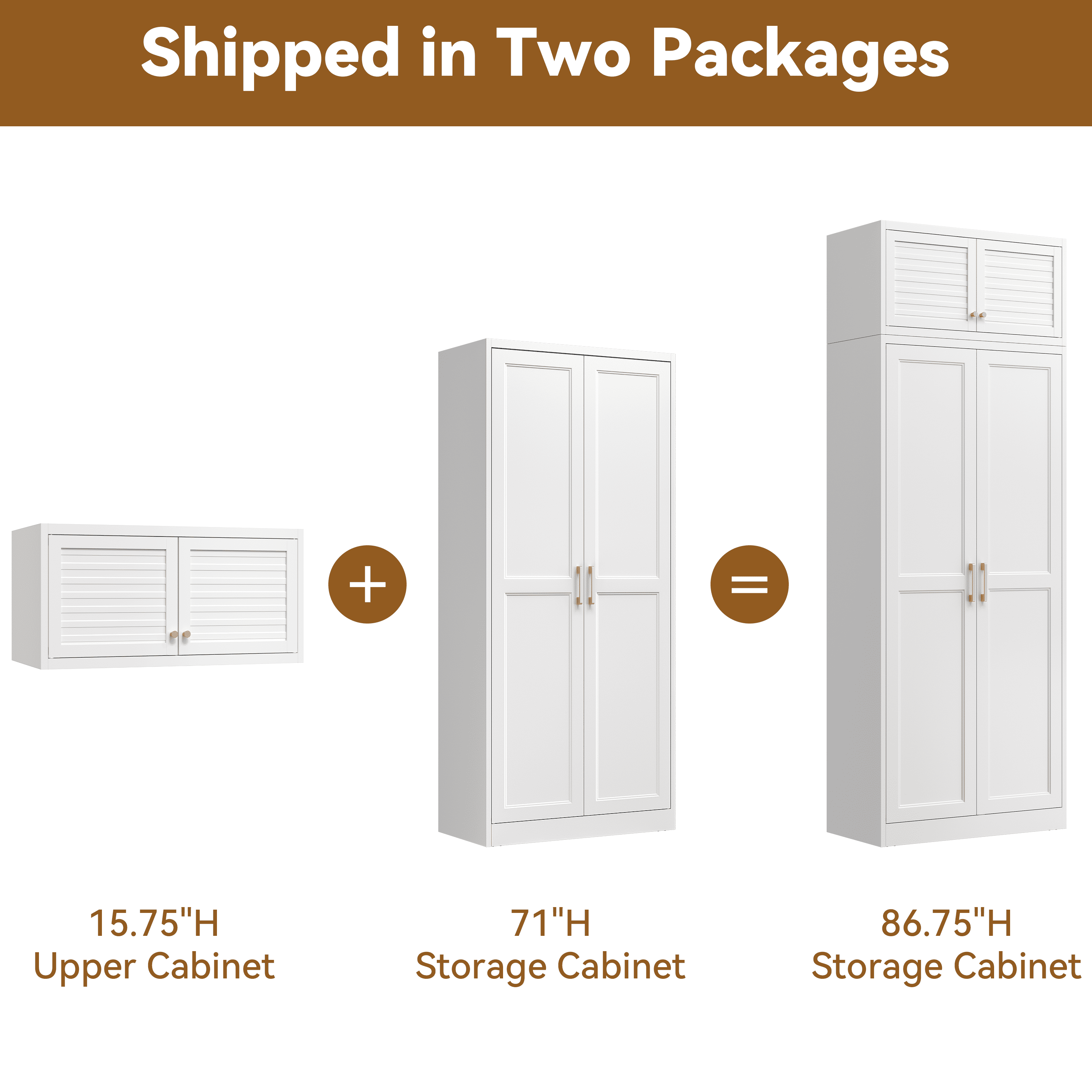 Polup 86" Height Modern Metal Pantry Storage Cabinet with Doors and Adjustable Shelves White for Living Room Kitchen and Home