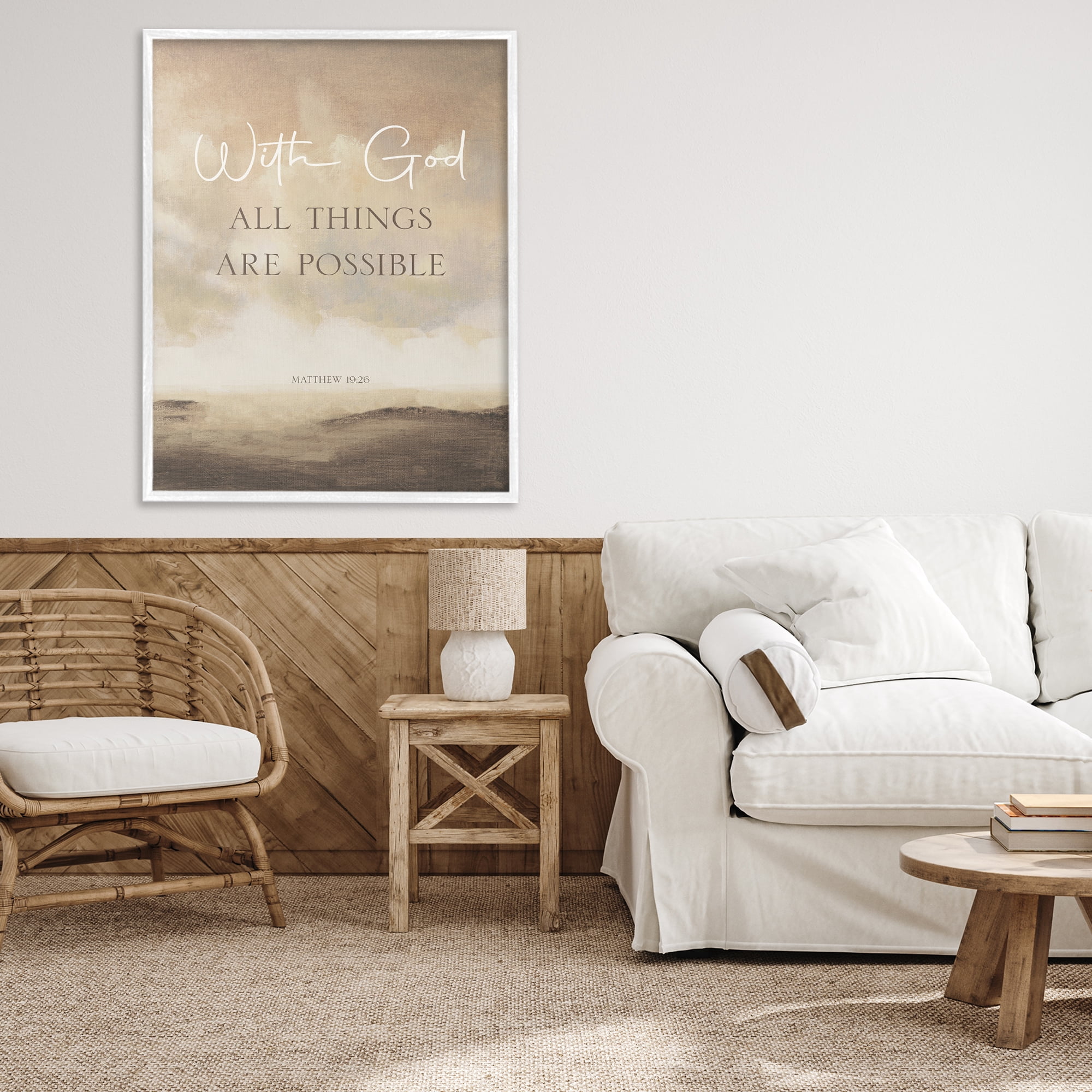 Stupell Industries With God Matthew Proverb White Framed Giclee Art, design by John Spaeth