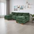 thumbnail image 2 of Sxbhfuj Modern U-Shape Sectional Sofa with Pillows, Oversize Modular Couch and Sofa for Living Room, 4 Seats Chenille Cushioned Couch for Apartment and Bedroom, Green, 2 of 5