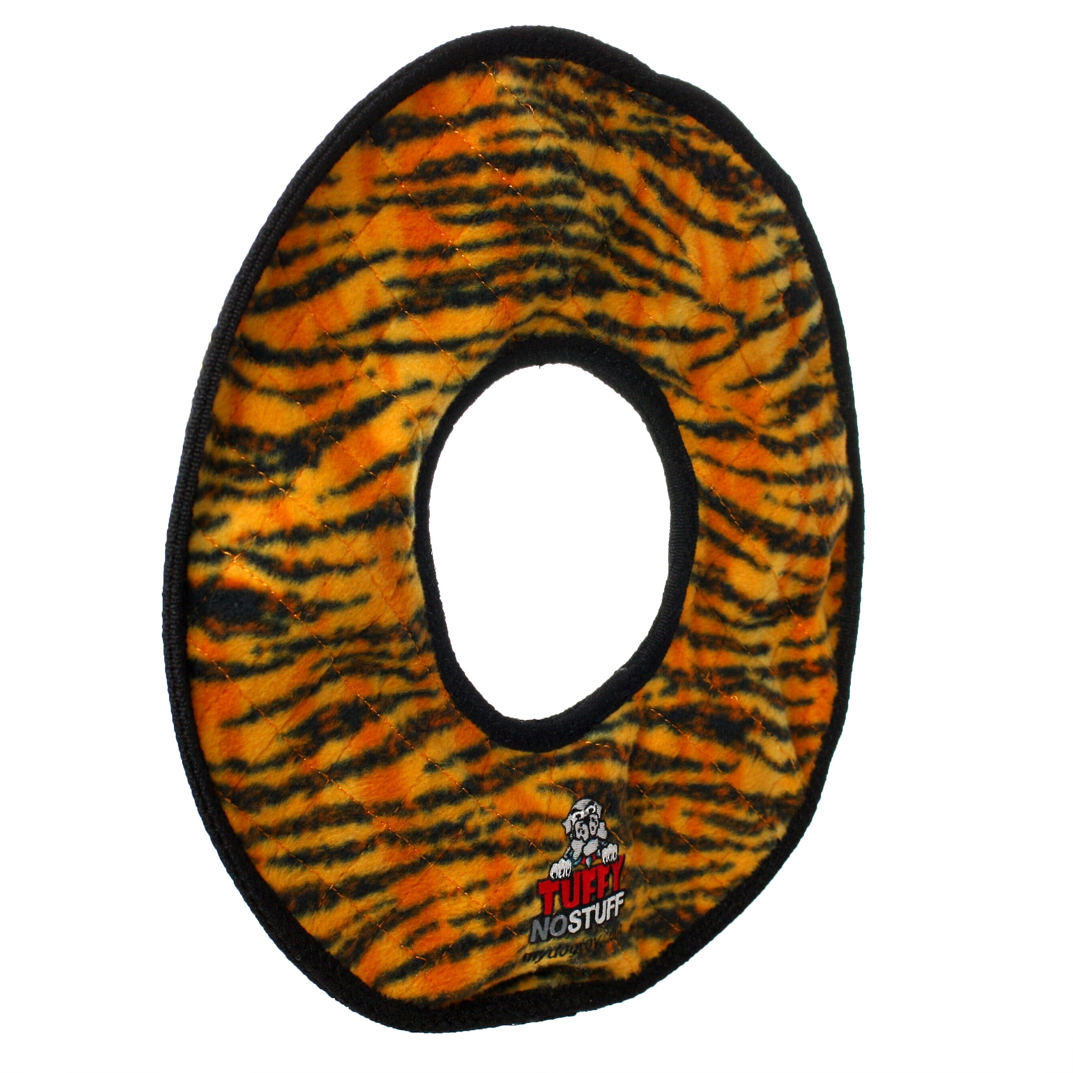 Tuffy No Stuff Mega Ring Tiger Durable Plush Squeaky Dog Toy, 2 Pack
