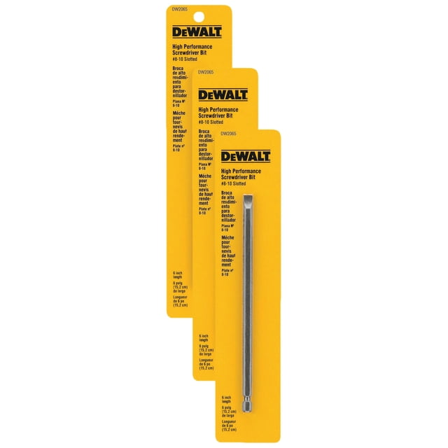 Power Bit DEWALT DW2065 #8 ranurado, 15 cm, plata (paquete de 3)