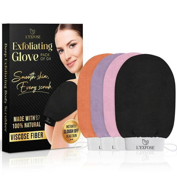 L'Exfose Kessa Hammam Guante exfoliante profundo para ducha - Manopla exfoliante coreana ideal para eliminar la piel muerta Queratosis pilaris y autobronceador para mejorar el tono de la piel - Viscos