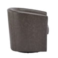 thumbnail image 6 of GDF Studio Faux Leather Swivel Barrel Chair, 360-Degree Rotation, Iron Frame Club Chair with Tub Design, Dark Brown, 6 of 7