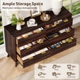 thumbnail image 5 of KeyWhat Fluted Dresser for Bedroom, Modern Wooden 6 Drawer Dresser, Storage Cabinet Chest of Drawers for Living Room, Dark Walnut, 5 of 8