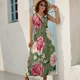 thumbnail image 5 of Vestido sin mangas con diseño de rosa inglesa y flores de jardín de estilo cottagecore, floral, verde, rosa y botánico., 5 of 8