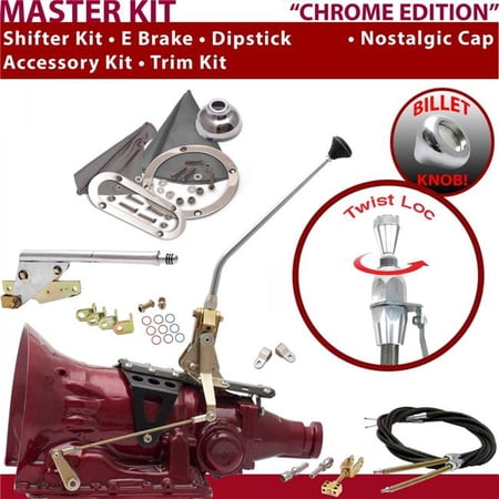 American Shifter 2004R Shifter Kit Chrome 12 in. E Brake Cable Clevis Trim Kit Dipstick for F1746
