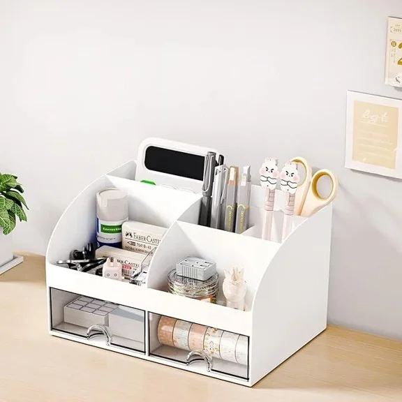 Desk Organizer With 6 Compartments And 2 Drawers