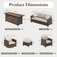 thumbnail image 5 of Sophia & William 8 Pieces Patio Furniture Set with Swivel Chairs and 56” Fire Pit Table, Beige, 5 of 11