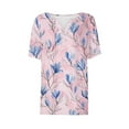 thumbnail image 5 of Kctiaxy Womens Summer Tops V-Neck Button Collar Short Sleeve Hawaiian Shirt Fashion Floral Printed Pullover Top for Casual Beach Wear, 5 of 6