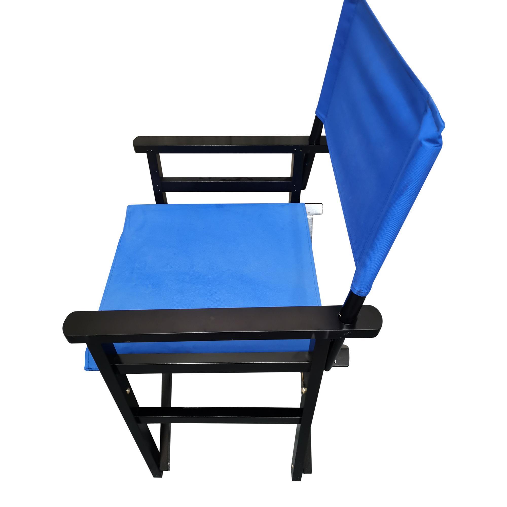 UBesGoo 2 Piece Folding Chair Wooden Director Chair Canvas, Casual Directors Chair, Black Frame-with Blue Canvas - image 5 of 11