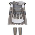 thumbnail image 1 of Lmyove Disfraz De Guerrero Para Niños, Halloween, Soldado Romano, Gladiador, Vikingo, Medieval, Histórico, Fiesta De Juego De Rol, 4-14 Años (4-5 Años, Gris), 1 of 1