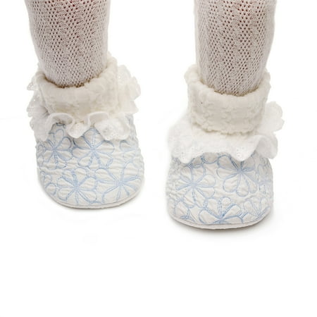 Mildsown Baby Girl Sock Shoes Soft Ruffle Non-slip Flats Warm Walking Shoes