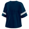 thumbnail image 3 of Women's WEAR by Erin Andrews Navy Dallas Cowboys Color Block Boxy Modest Crop V-Neck T-Shirt, 3 of 4