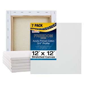 U.S. Art Supply Stretched Canvas 12x12 Inch, 7-Pack