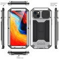 thumbnail image 5 of Feishell Cover for iPhone 14 Plus Case Heavy Dustproof Shockproof Dropproof Military Grade Rugged Durable Aluminum Metal Case with Kickstand Screen Protector, Silver, 5 of 7