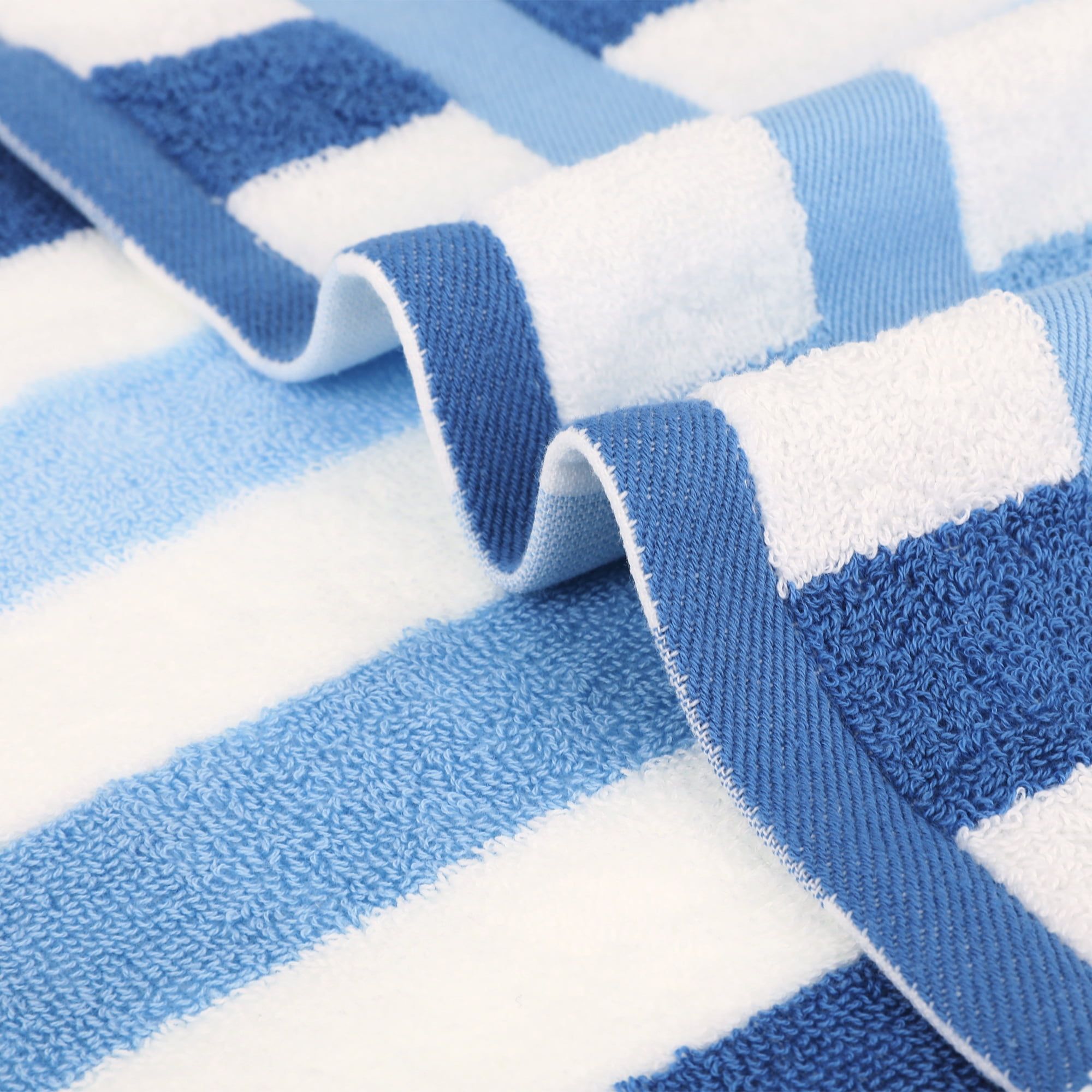 Unique Bargains Striped Cotton Absorbent Soft Hand Towel 13" x 29" Blue Pack of 2