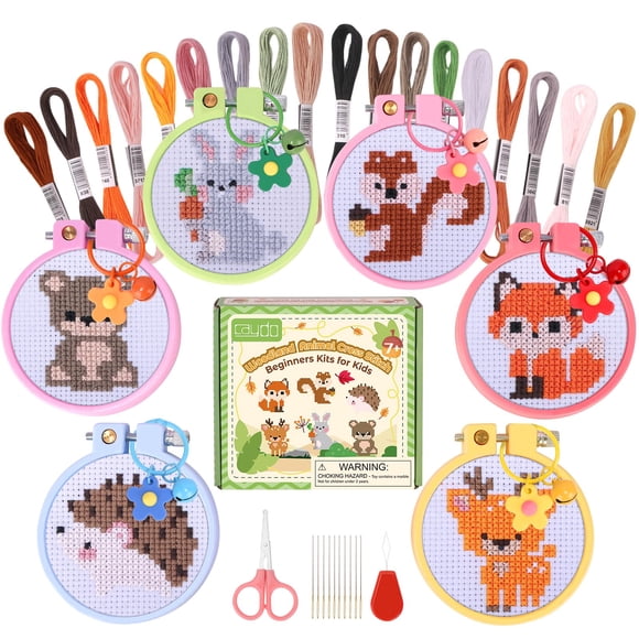 Kit de punto de cruz Caydo Woodland Animal para niños con instruc